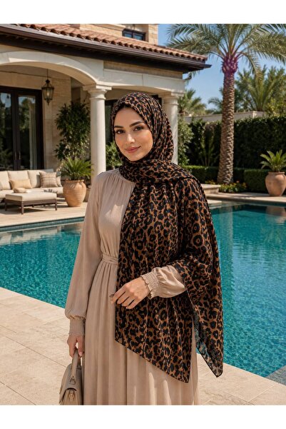 Axesoire 10862 Leopar Desenli Kahve Rengi Şal