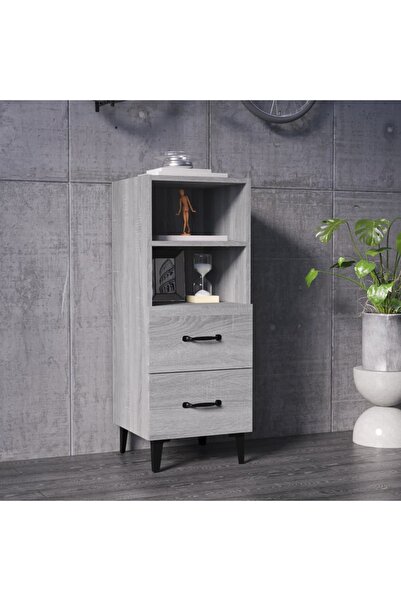 Concept Servantă, gri sonoma, 34,5x34x90 cm, lemn compozit