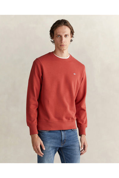 Gant Erkek Kırmızı Regular Fit Bisiklet Yaka Sweatshirt