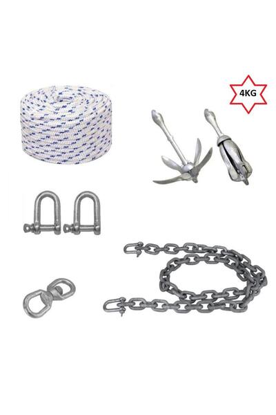 OCEANMARİNE Tekne Ve Şişme Bot Için Hazır Çapa ,çıpa Seti 4kg