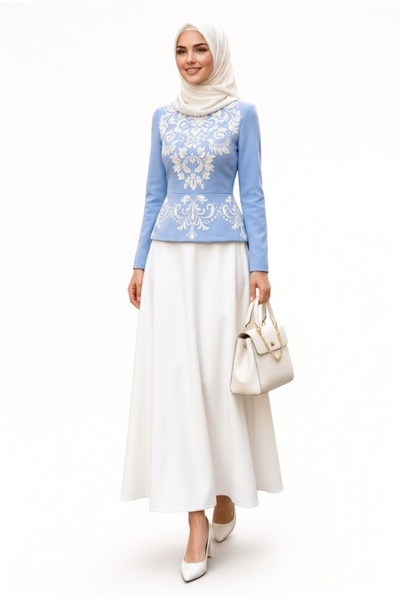 Muslima Wear Royal Flowers Nakış İşlemeli Bluz