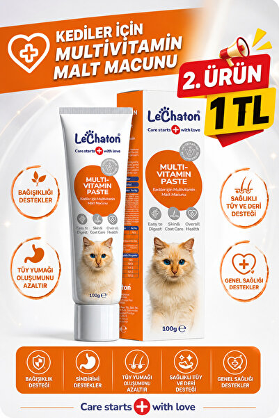 LeChaton Pet Care Kedi Multivitamin Malt Macunu - Taurinli Biyotin Kedi Maltı...