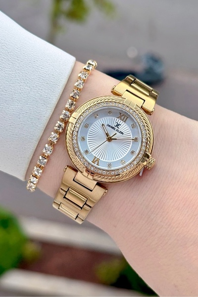 Daniel Klein Gold Color 2 Year Warranty 32 mm Women's Wristwatch and Bracelet