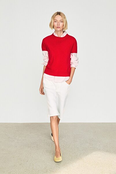 Massimo Dutti %100 kaşmir triko kısa kollu kazak