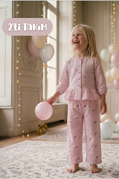 Hilal Akıncı Kids Girl's Flower Embroidered Suit