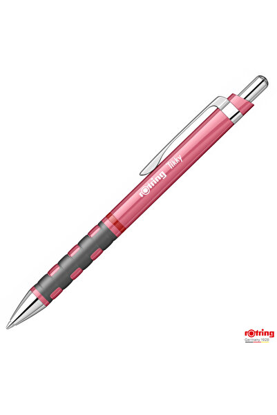 Rotring Pix Tikky 3 Roz Sidefat cu Clip, Mina Jumbo Albastra, Grip Ergonom di...
