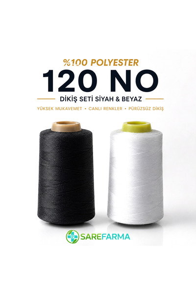 sarefarma Siyah Ve Beyaz Dikiş İpleri ( 1AD Beyaz 1AD Siyah ) 120 NO