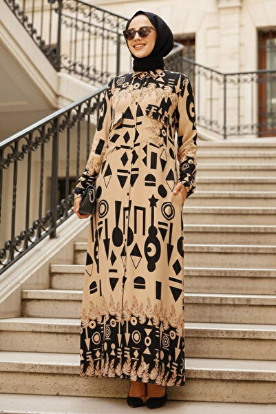 Neva Style Patterned Mink Hijab Dress 35202V