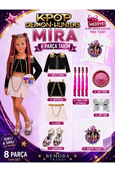 bemora kids kpop mira huntrix mira iblis avcıları kostüm etek ceket büstiyer ...