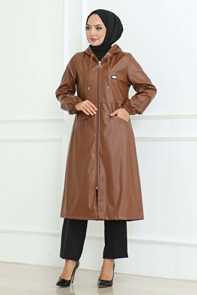 Missvalle Leather Detailed Cap Tan 19213
