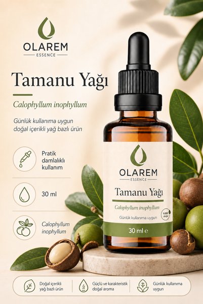 olarem essence Tamanu Oil (Calophyllum Inophyllum) Fixed Oil 30 ml Glass Bottle with Dropper