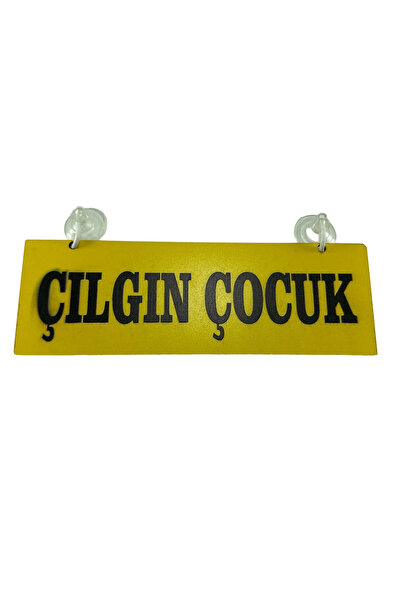TKY Glass Ornament Text 'CRAZY BOY' MDF with Suction Cup
