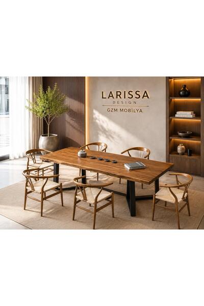 larissa design kütük masa 6 sandalye