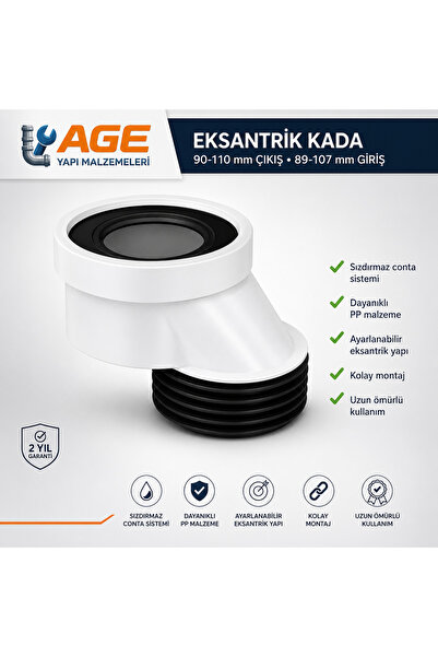 AGE YAPI EKSANTRİK KADA-KLOZET KAYDIRMA APARATI GİDER BORUSU-AYARLANABİLİR AL...