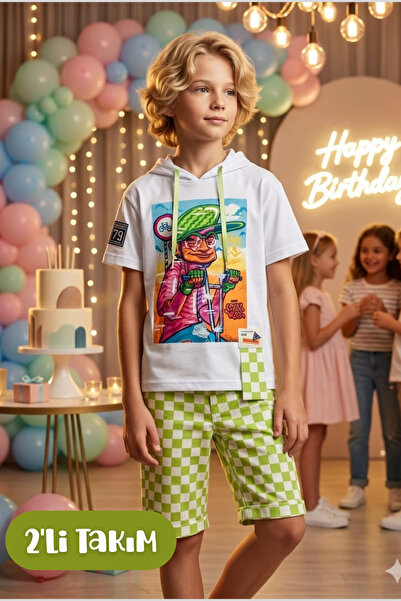 Hilal Akıncı Kids Tricou cu glugă cu imprimeu pentru ciclism pentru băieți, p...