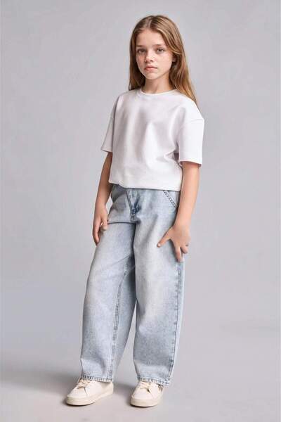 DeFacto Pantaloni albaștri Baggy Fit Jean pentru fete H6244A826AU
