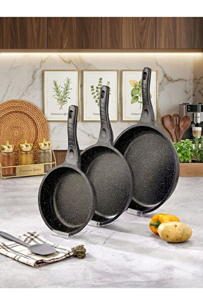 ADA Granit Döküm Tava Seti 3'lü Gri 20cm-24cm-28cm