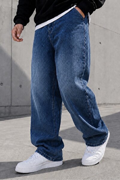 Gussi Pantaloni de jeans pentru bărbați, Blue Snow, cu croială relaxată, fără...