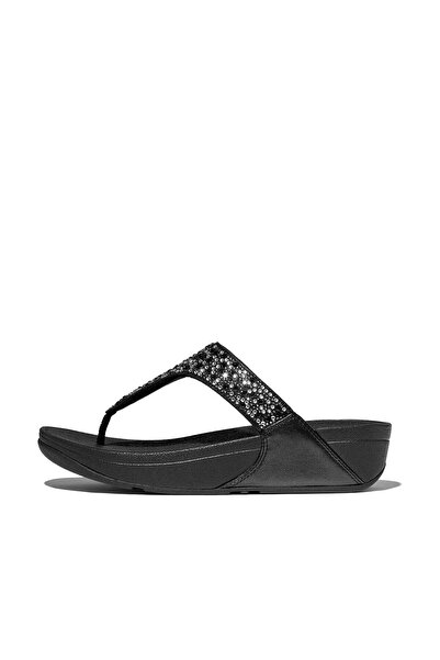 Fitflop Kadın / Kız Terlik JE3-090 LULU Crystal-Mix Toe-Post All Black