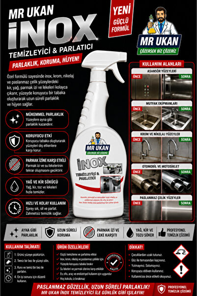 Dr.Ozz 8042 Inox Ocak Temizleyici Yağ Ve Kireç Çözücü Güçlü Yüzey Temizleyici...