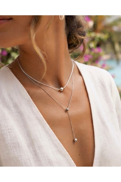 Melanj Craft Double linked bulk y steel necklace - silver