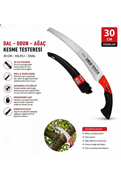 SARA S648 Oval Kılıflı Budama Ağaç Ahşap Testeresi 300 mm Oval Testere Kılıflı