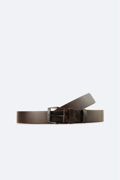 Avva Men's Brown 100% Leather Textured Belt A42Y9309