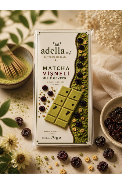 ADELLAWF Matcha vişne ve mısır gevrekli çikolata