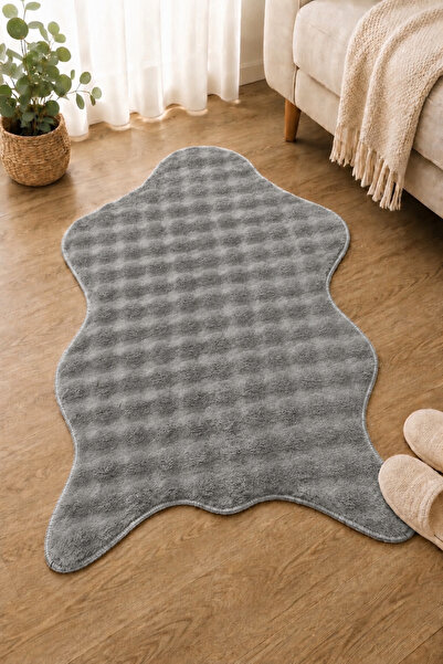 Lionhome Bubble kabartmalı Yumuşak Ayı Postu Renk Gri Comfort Kaymaz Taban Pe...