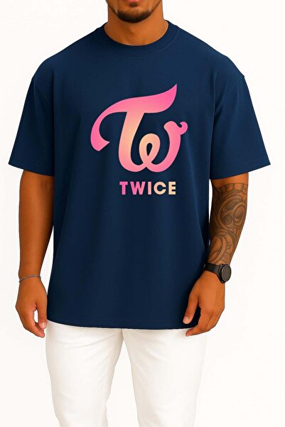 Bahriyeli Collection تي شيرت للجنسين بتصميم كبير الحجم بشعار Twice K-Pop Lıke...