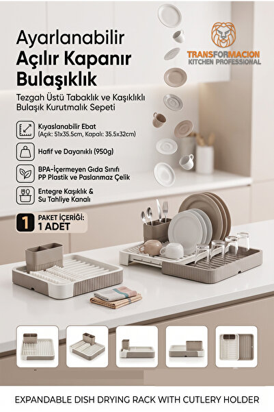 Transformacion Açılır-Kapanır Bulaşıklık - Bulaşık Durulama Sepeti Tabaklık B...