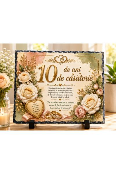 hiperborea Placă ardezie - 10 Ani de Căsătorie - Cadou Elegant pentru Anivers...