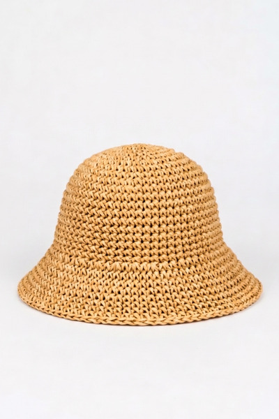 Mollycrush Kadın Camel Yazlık Örgü Bucket Şapka | Güneş Koruyucu Trend Kova M...