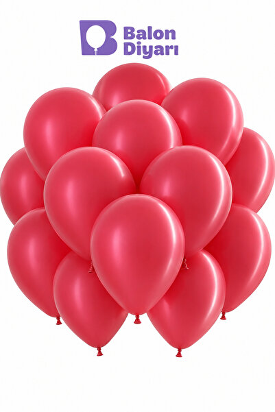 BALON DİYARI 10 Adet Kırmızı Renkli Metalik Balon - Metalik Parlak Balon