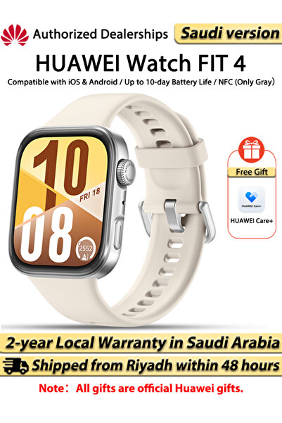 Huawei ساعة WATCH FIT 4 الذكية، شاشة 1.82 بوصة، عمر بطارية يصل إلى 10 أيام، م...