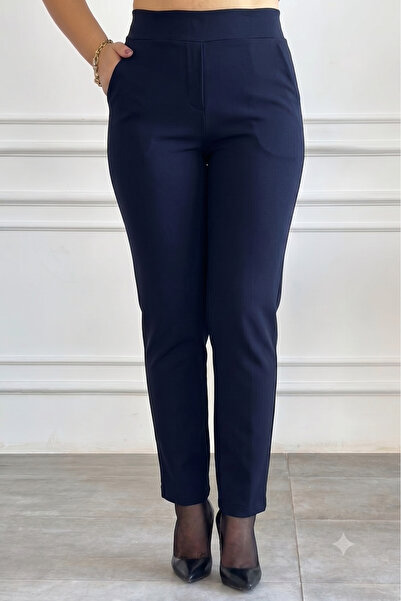 My-o Women's Pipe Leg Side Pocket Detailed Steel Interlock Knitted Pants Legg...