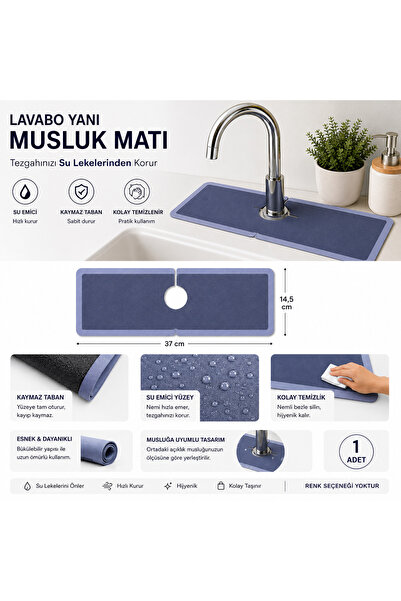 Hayveys Musluk Lavabo Kenar Mat Su Geçirmez Kaydırmaz Mutfak Su Emici Ped