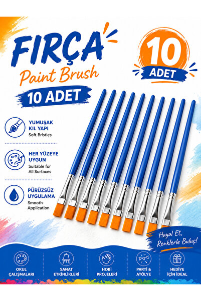Minopi 10 Adet Fırça , Sulu Boya, Akrilik Boya, Guaj Boya, Yağlı Boya, Resim ...