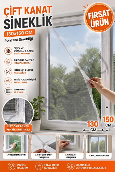 garaccu 150x130 Cm Dayanıklı Cırt Bantlı Pencere Sinek Önleyici Kovucu Sinekl...