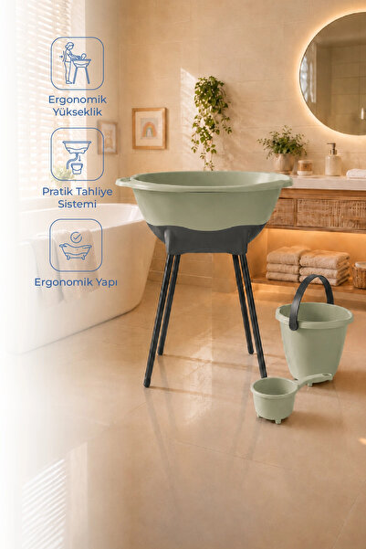 Babyjem Elegant Yenidoğan Bebek Banyo Küvet Seti Soft Yeşil