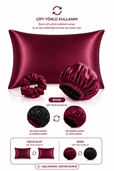 ANT HOME TEKS Satin Pillowcase + Gift Reversible Bonnet and Clip for Curly an...