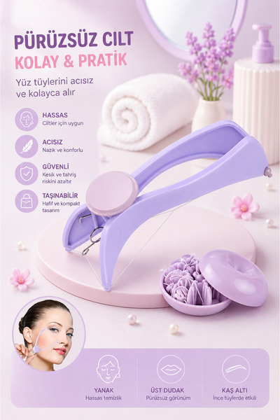 MİNGODAN Epilasyon Aleti Ipli ( Iple Yanak, Yüz, Kaş, Bıyık ) Tüy Alma & Kıl ...