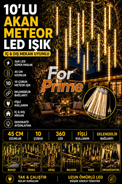 For Prime Bahçe Ev Dekor Süsleme Kayan Işıklar Iç Ve Dış Mekan Uyumlu 10lu Ak...