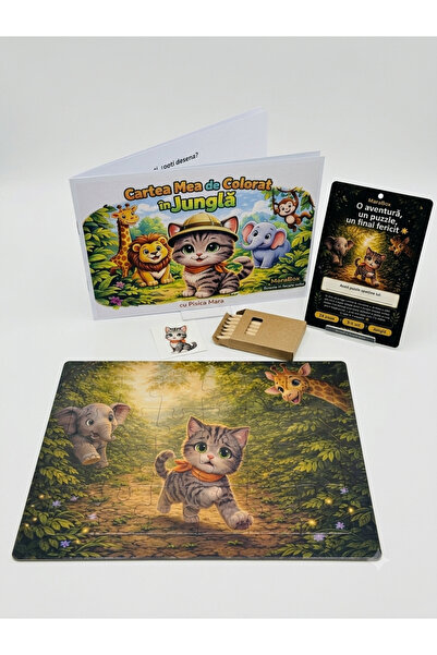 Mara Box Set Activități Junglă Pisica Mara – Puzzle 24 piese + Carte de Color...