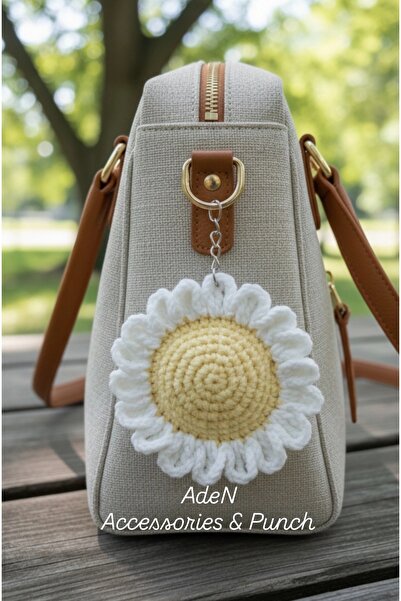 ADeN Accessories & Punch El Örgüsü Amigurumi Papatya Anahtarlık Çanta Süsü | ...