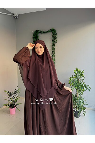 Yüsra Collection Σετ Ayrobin με φόρεμα και μακρύ σουφλέ 2 τεμαχίων