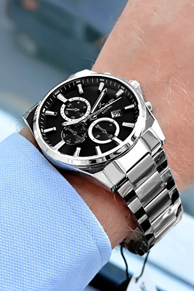 Daniel Klein Men's Wristwatch 3 Atm Waterproof Black Silver Color Steel Band
