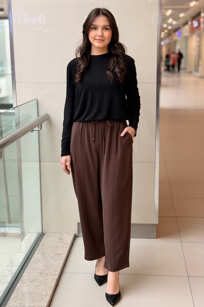 sentez giyim Sentez Elegance Beli Lastikli Dar Paça Pantolon