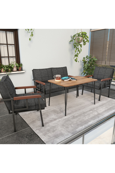 Mygusi Modern Balkon, Bahçe, Cafe - Metal Kanepe Koltuk Takımı - 2+1+1 60x90 ...