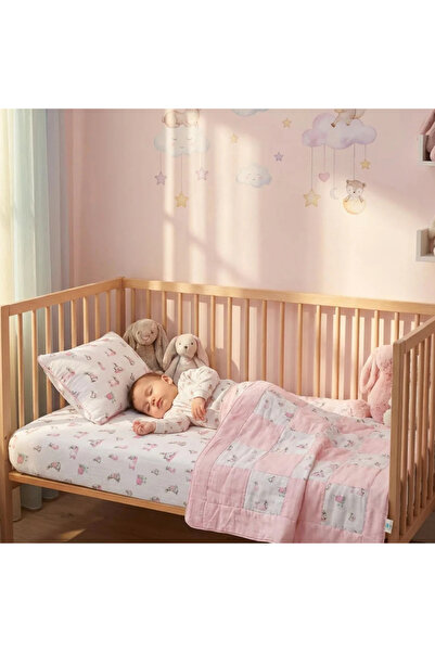 DEUX LAPINS % 100 Pamuk Lastikli Müslin Bebek Çarşaf